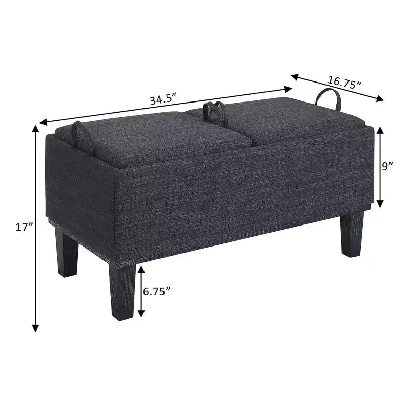 Pouf contenitore con vassoio ribaltabile, Arenaria / Nero / Antracite, 1 posto