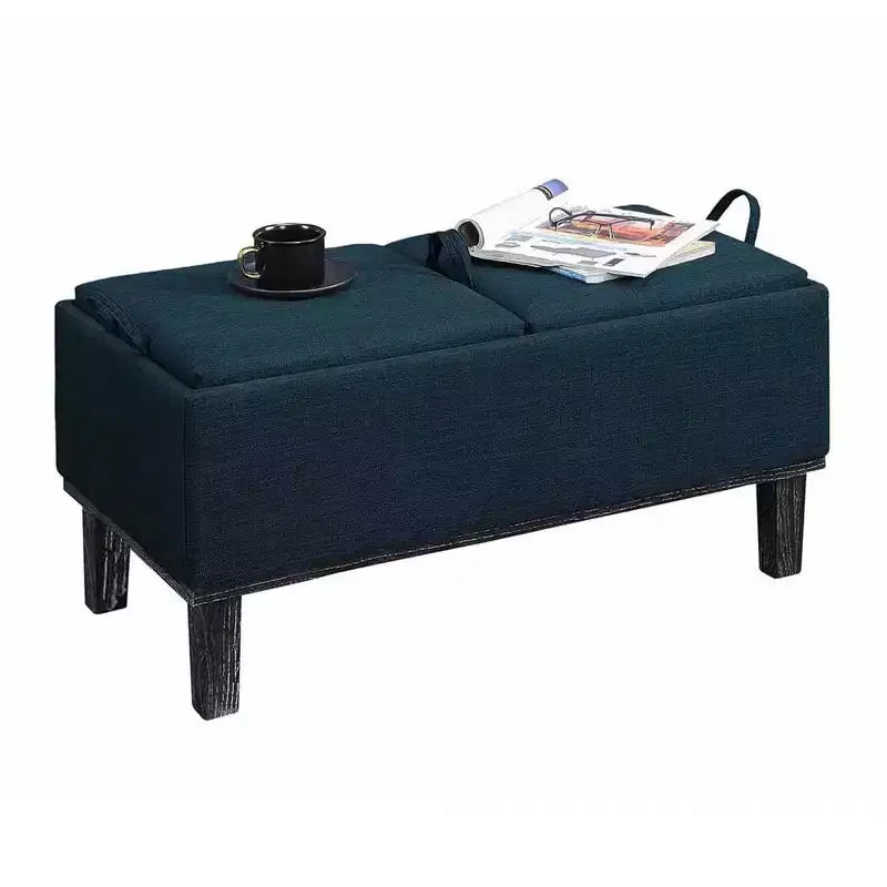 Pouf contenitore con vassoio ribaltabile, Arenaria / Nero / Antracite, 1 posto