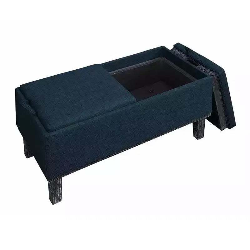 Pouf contenitore con vassoio ribaltabile, Arenaria / Nero / Antracite, 1 posto
