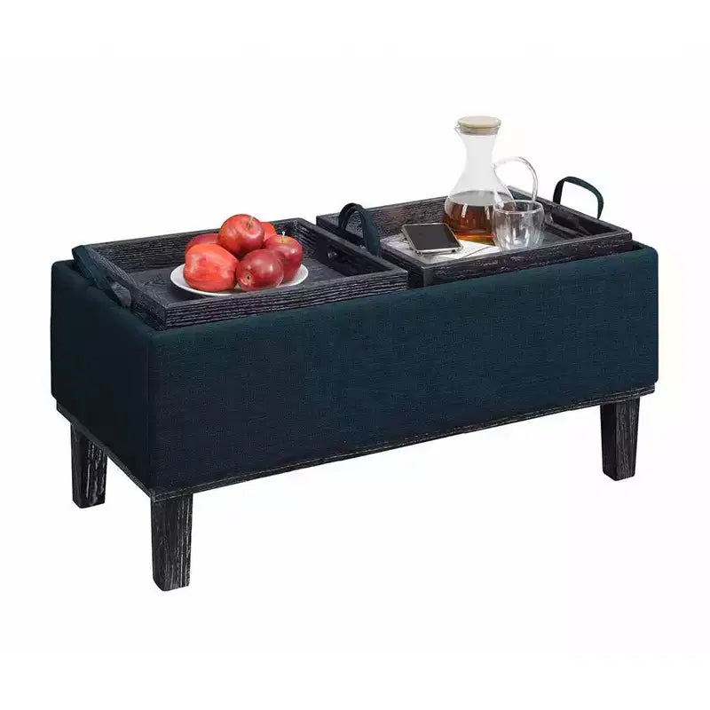 Pouf contenitore con vassoio ribaltabile, Arenaria / Nero / Antracite, 1 posto