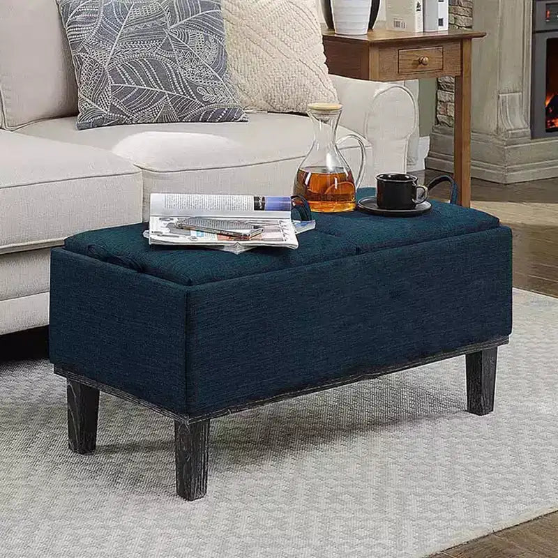 Pouf contenitore con vassoio ribaltabile, Arenaria / Nero / Antracite, 1 posto