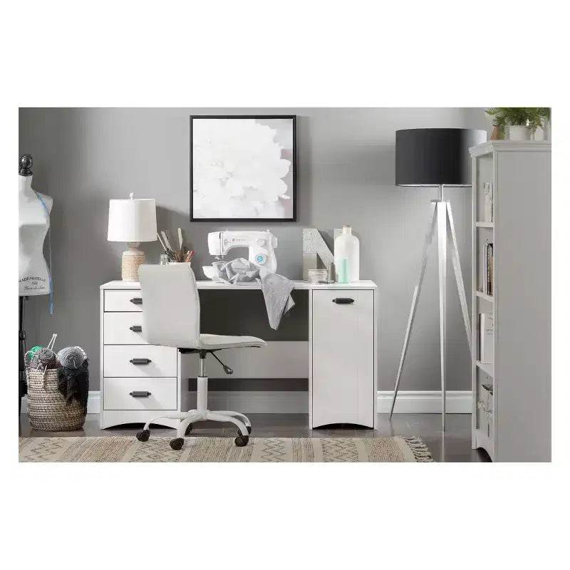 Libreria a 4 ripiani Acero Grigio/Bianco Puro, altezza 146,7 cm, montaggio a 1 persona