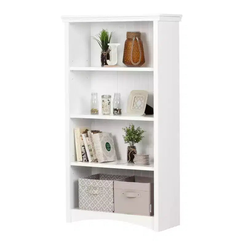 Libreria a 4 ripiani Acero Grigio/Bianco Puro, altezza 146,7 cm, montaggio a 1 persona