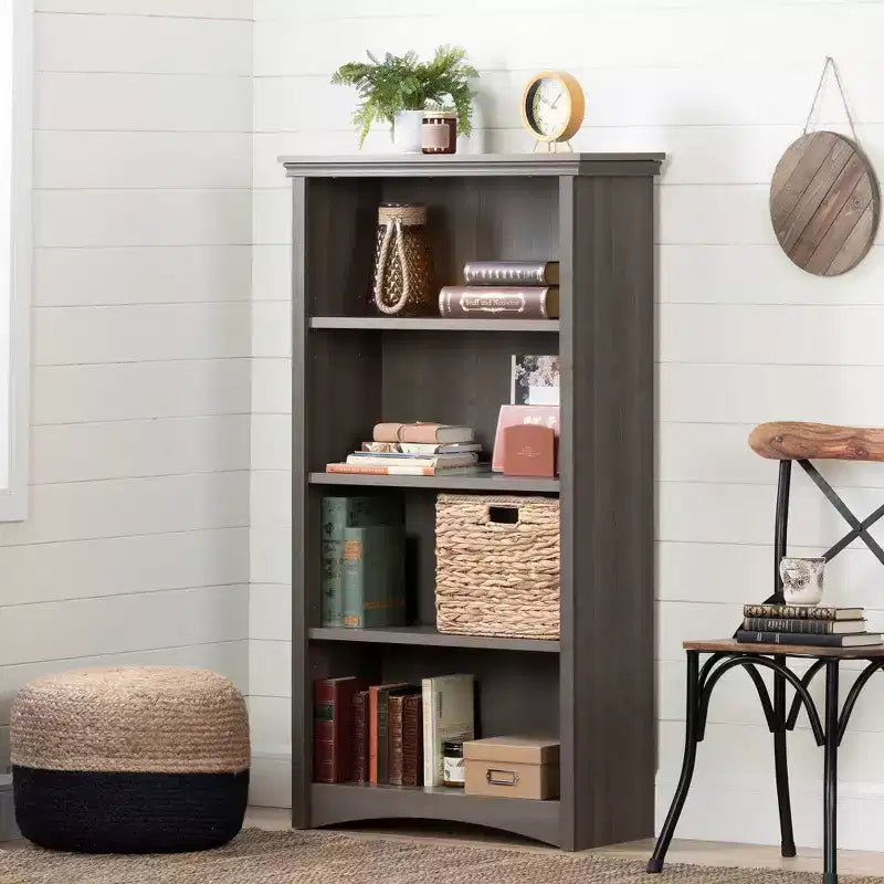 Libreria a 4 ripiani Acero Grigio/Bianco Puro, altezza 146,7 cm, montaggio a 1 persona