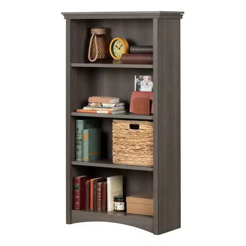 Libreria a 4 ripiani Acero Grigio/Bianco Puro, altezza 146,7 cm, montaggio a 1 persona