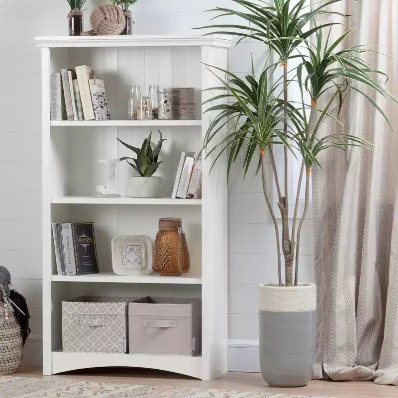 Libreria a 4 ripiani Acero Grigio/Bianco Puro, altezza 146,7 cm, montaggio a 1 persona