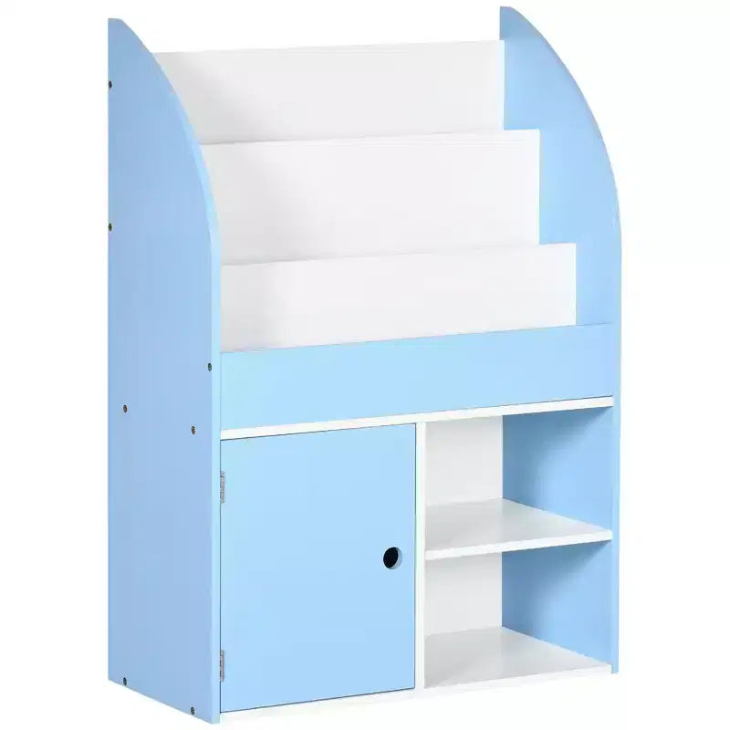 Qaba Kids Bookshelf and Toy Storage Organizer with Cabinet, Kids Bookcase, Childrens Bookshelf, Ages 3-8, Blue