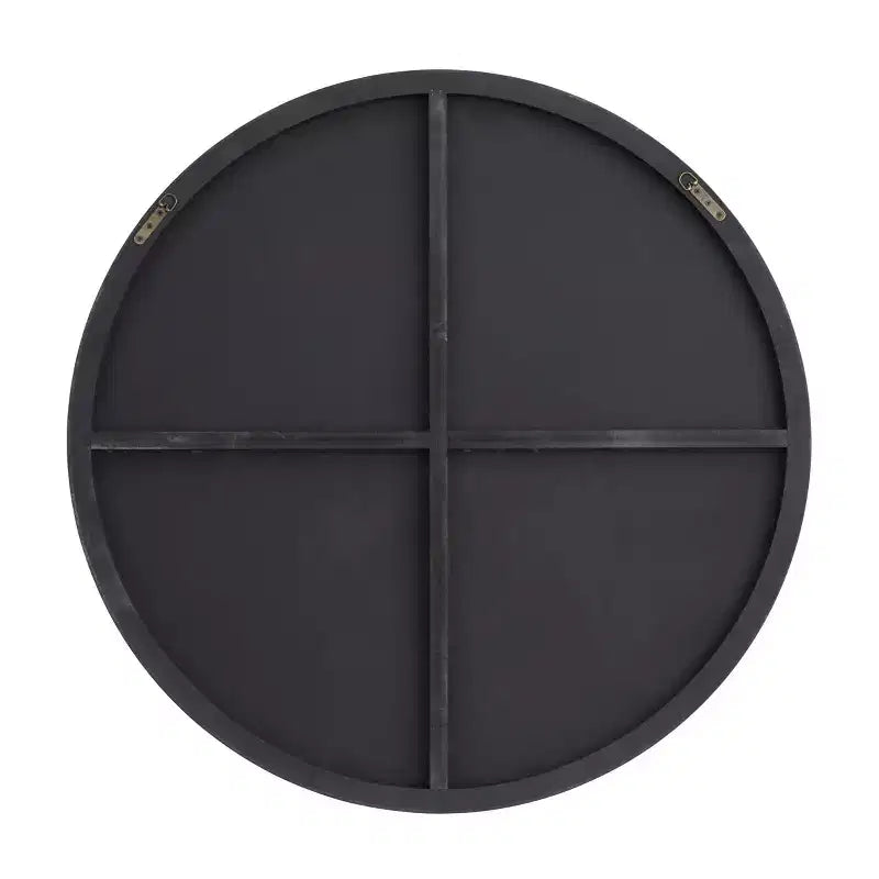 Specchio da parete rotondo con cornice sottile in legno, nero/oro, singolo