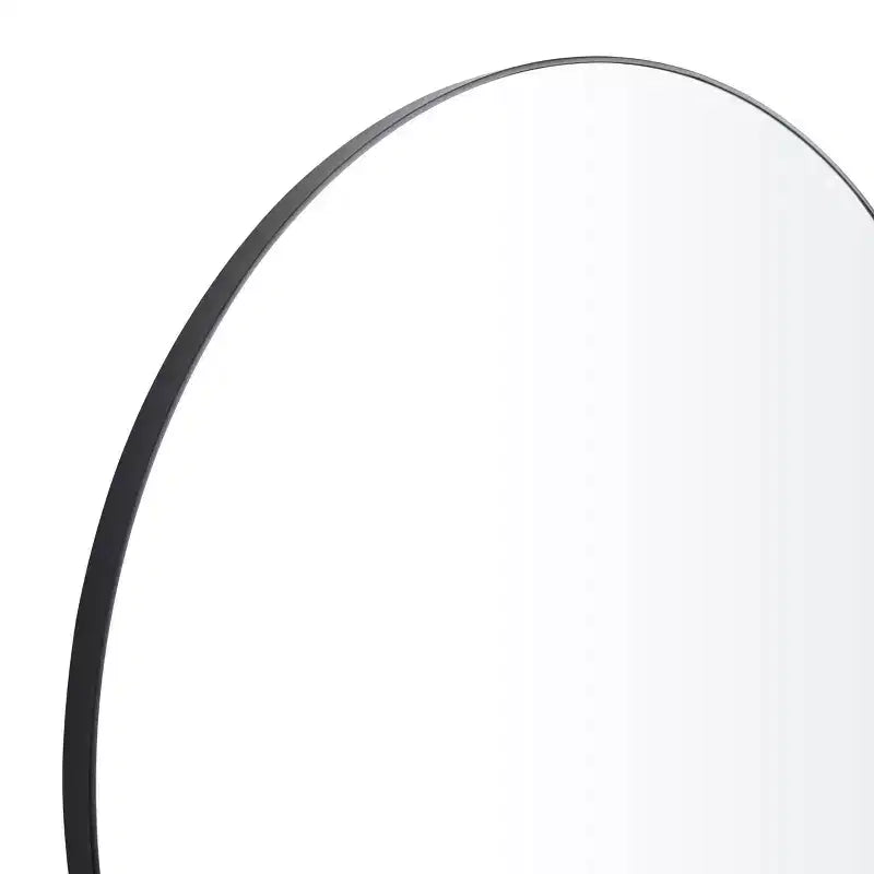 Specchio da parete rotondo con cornice sottile in legno, nero/oro, singolo
