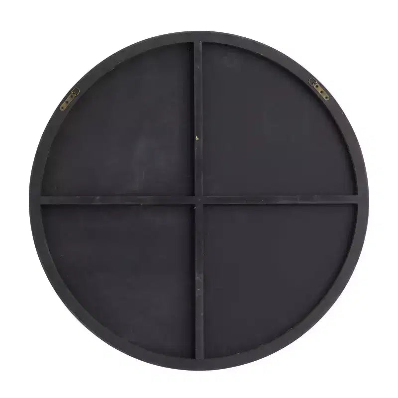 Specchio da parete rotondo con cornice sottile in legno, nero/oro, singolo