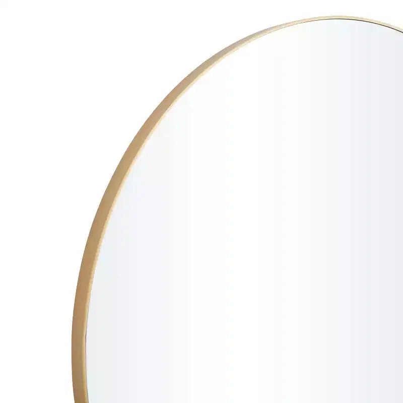 Specchio da parete rotondo con cornice sottile in legno, nero/oro, singolo