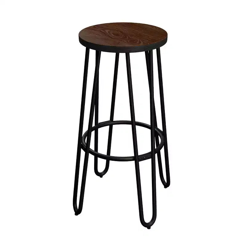 Sgabello da bancone senza schienale in noce scuro e ferro color caffè, set da 4