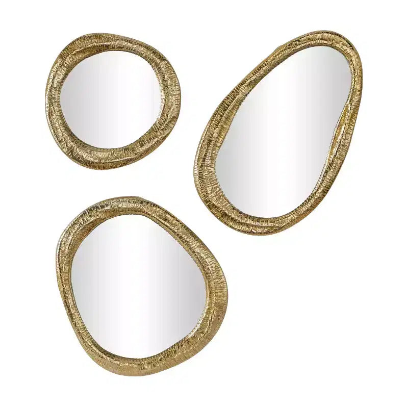 Set di 3 specchi da parete rotondi oro/argento