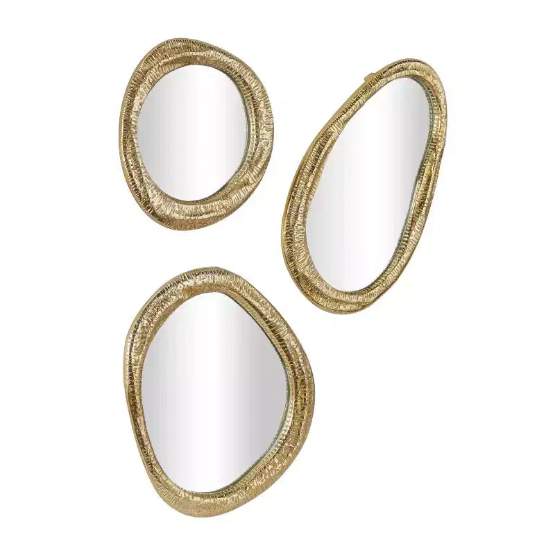 Set di 3 specchi da parete rotondi oro/argento