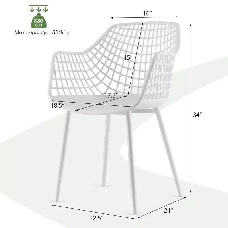 Sedia da pranzo moderna con schienale scavato, bianco/nero, set da 4