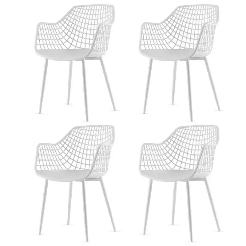 Sedia da pranzo moderna con schienale scavato, bianco/nero, set da 4