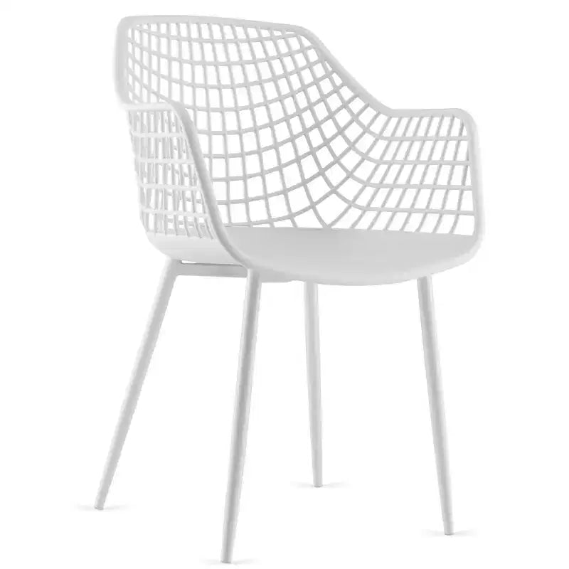 Sedia da pranzo moderna con schienale scavato, bianco/nero, set da 4