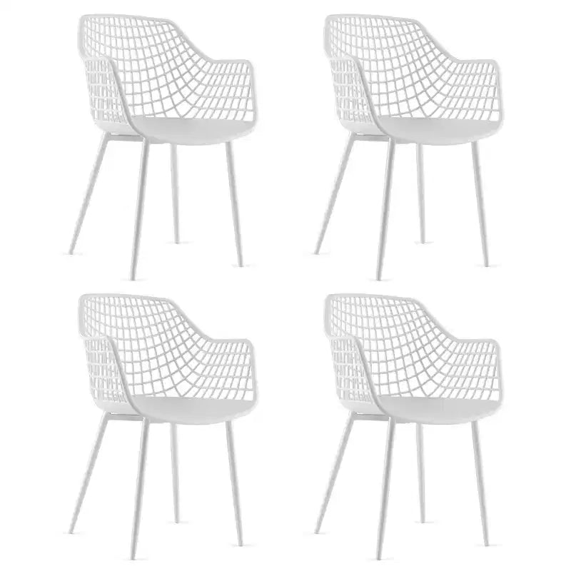 Sedia da pranzo moderna con schienale scavato, bianco/nero, set da 4