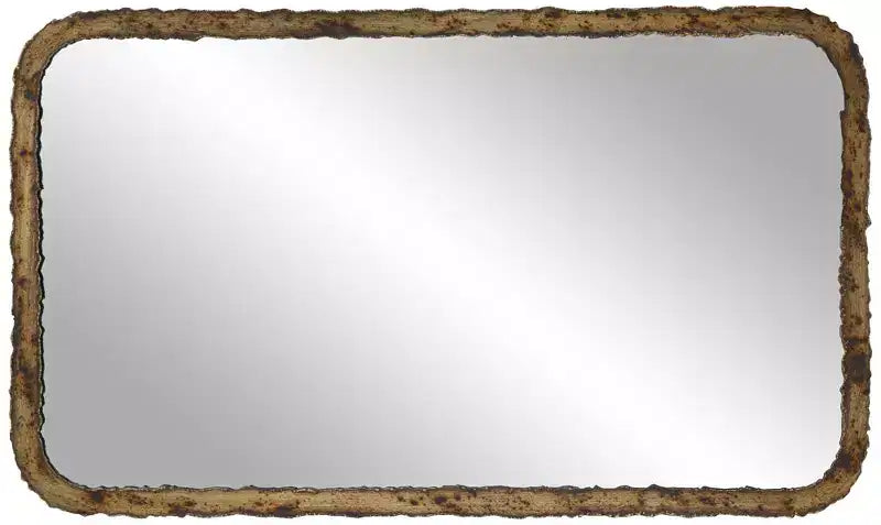 Specchio da parete rettangolare in bronzo ossidato, stile industriale rustico, per 1