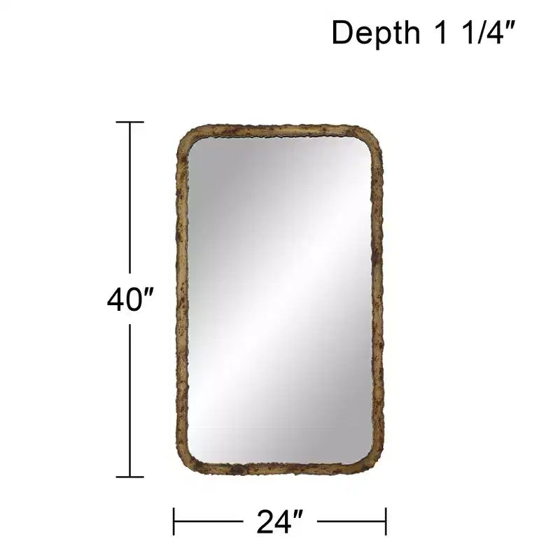 Specchio da parete rettangolare in bronzo ossidato, stile industriale rustico, per 1