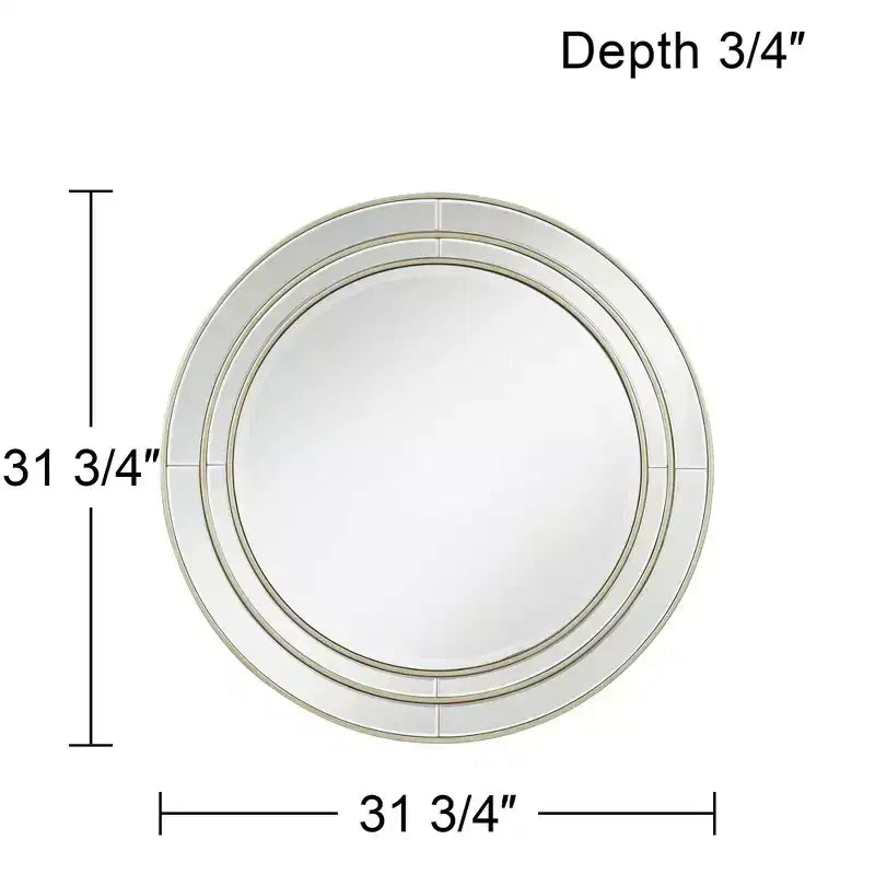Specchio da parete rotondo, champagne opaco, vetro bisellato, singolo, 31,75"