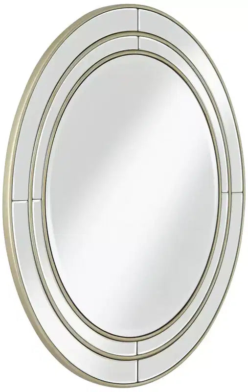 Specchio da parete rotondo, champagne opaco, vetro bisellato, singolo, 31,75"