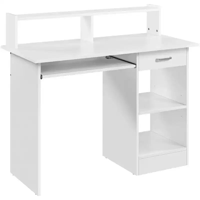 Scrivania computer bianca/nera con cassetti, monoposto