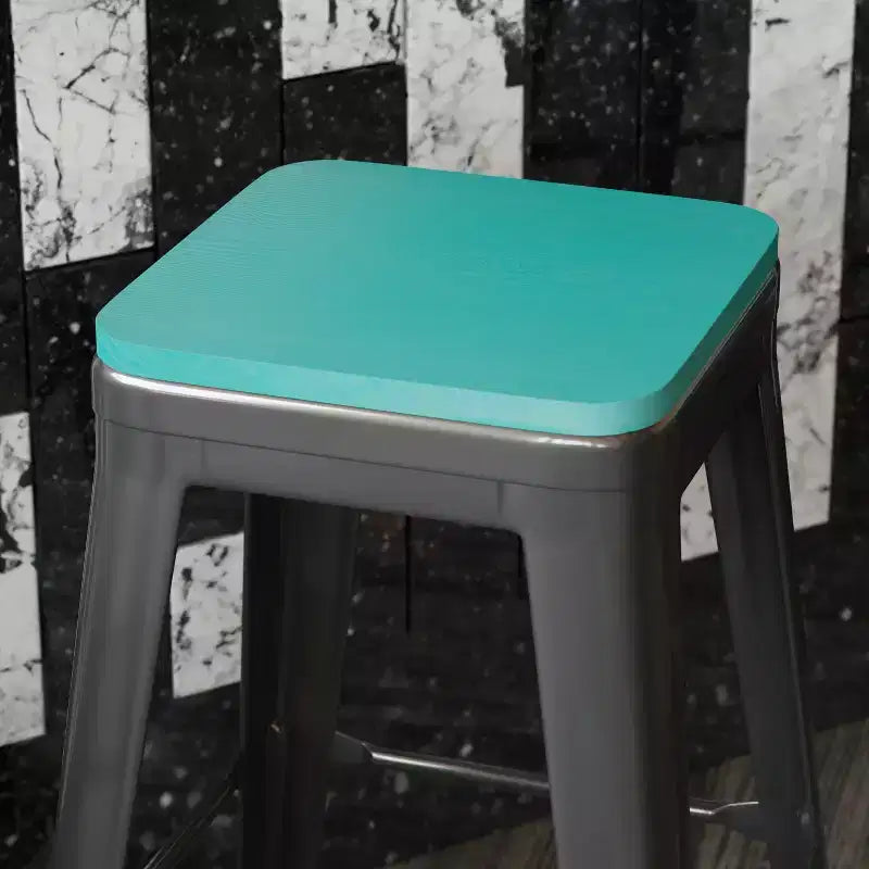 Sedile in poliresina per tutte le stagioni – Nero / Grigio / Menta / Rosso / Teak / Blu-verde acqua, per interni ed esterni, set da 4