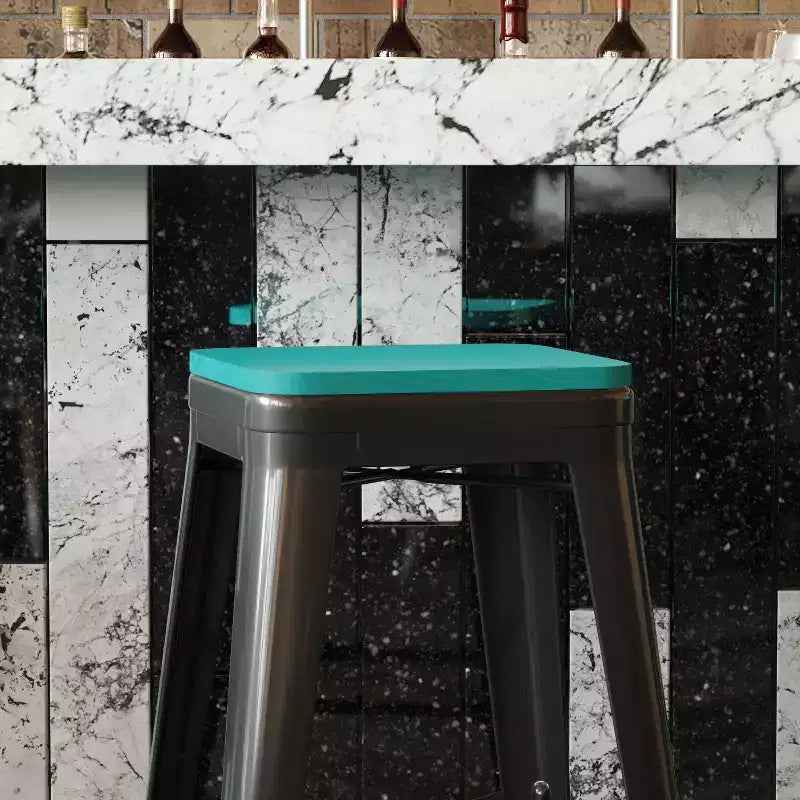 Sedile in poliresina per tutte le stagioni – Nero / Grigio / Menta / Rosso / Teak / Blu-verde acqua, per interni ed esterni, set da 4