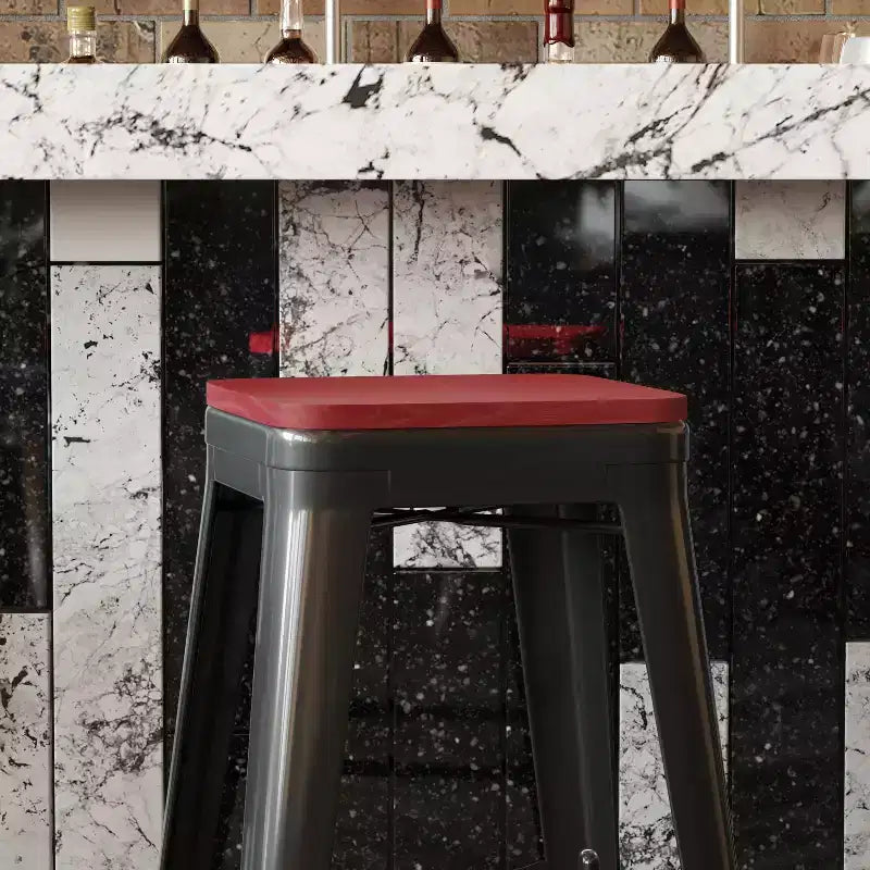 Sedile in poliresina per tutte le stagioni – Nero / Grigio / Menta / Rosso / Teak / Blu-verde acqua, per interni ed esterni, set da 4