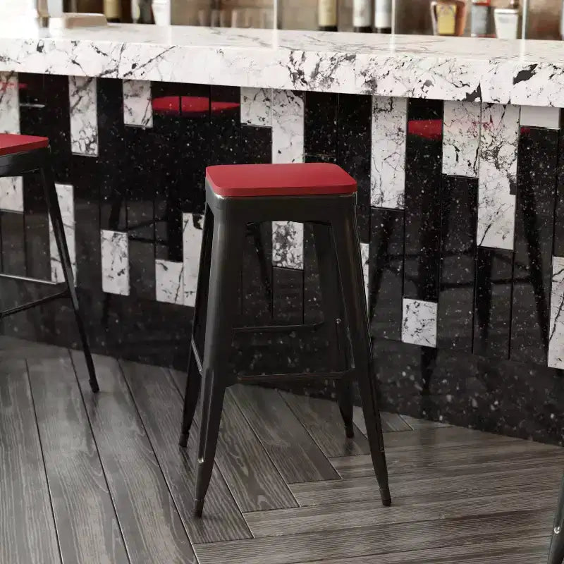 Sedile in poliresina per tutte le stagioni – Nero / Grigio / Menta / Rosso / Teak / Blu-verde acqua, per interni ed esterni, set da 4