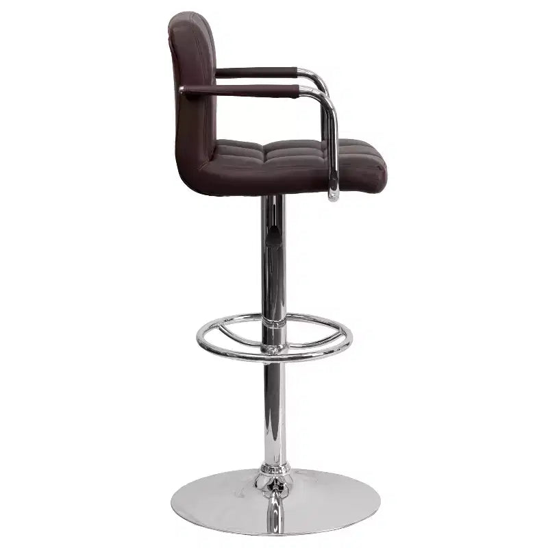 Sgabello da bar ad altezza regolabile, rivestimento in vinile, set da 2