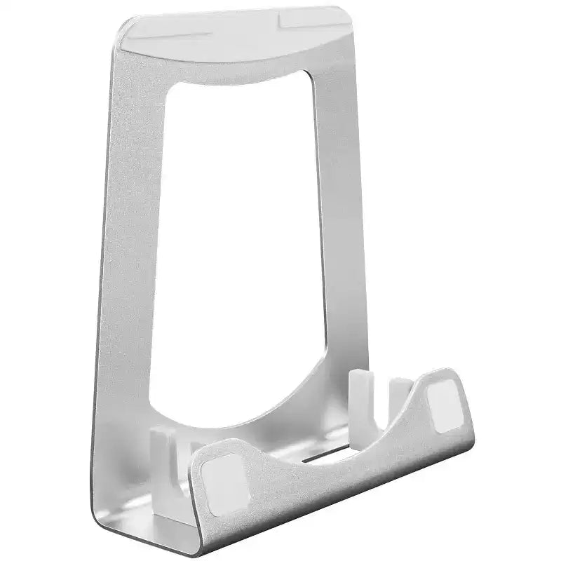 Supporto verticale per laptop in alluminio color argento, stile 2 in 1, per un singolo laptop
