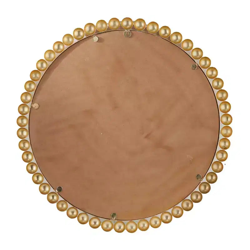 Specchio da parete rotondo in metallo con perline dorate/argentate, singolo, 36"
