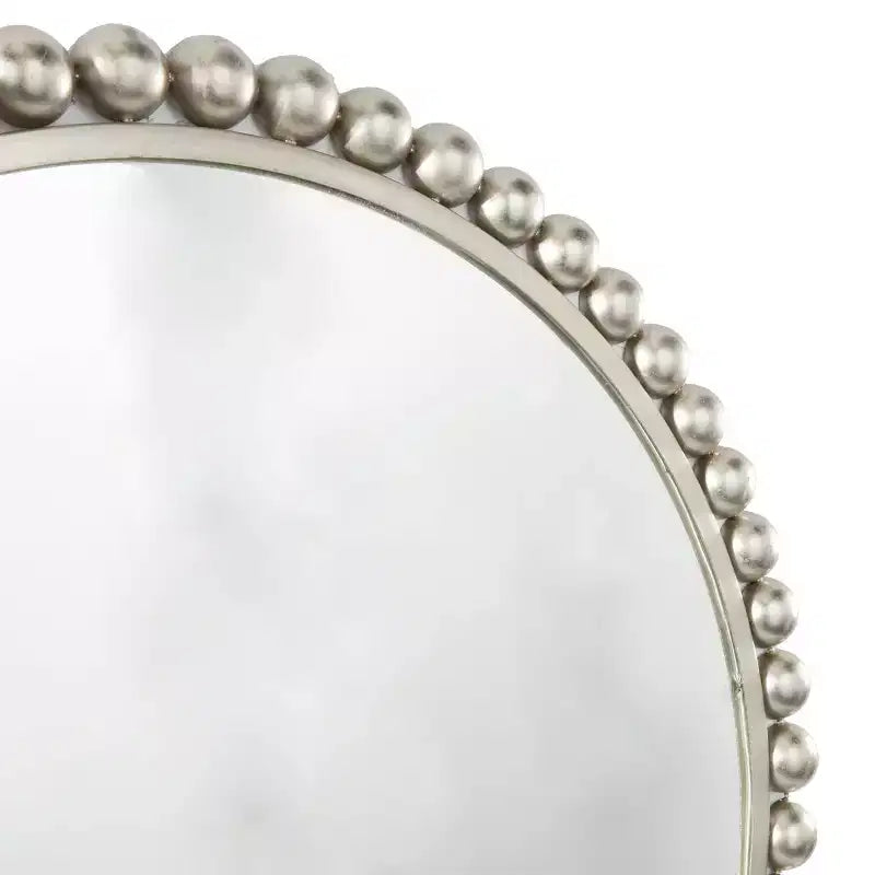 Specchio da parete rotondo in metallo con perline dorate/argentate, singolo, 36"