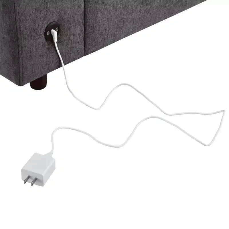 Divano modulare imbottito beige/grigio, 4 posti, con ricarica USB e wireless