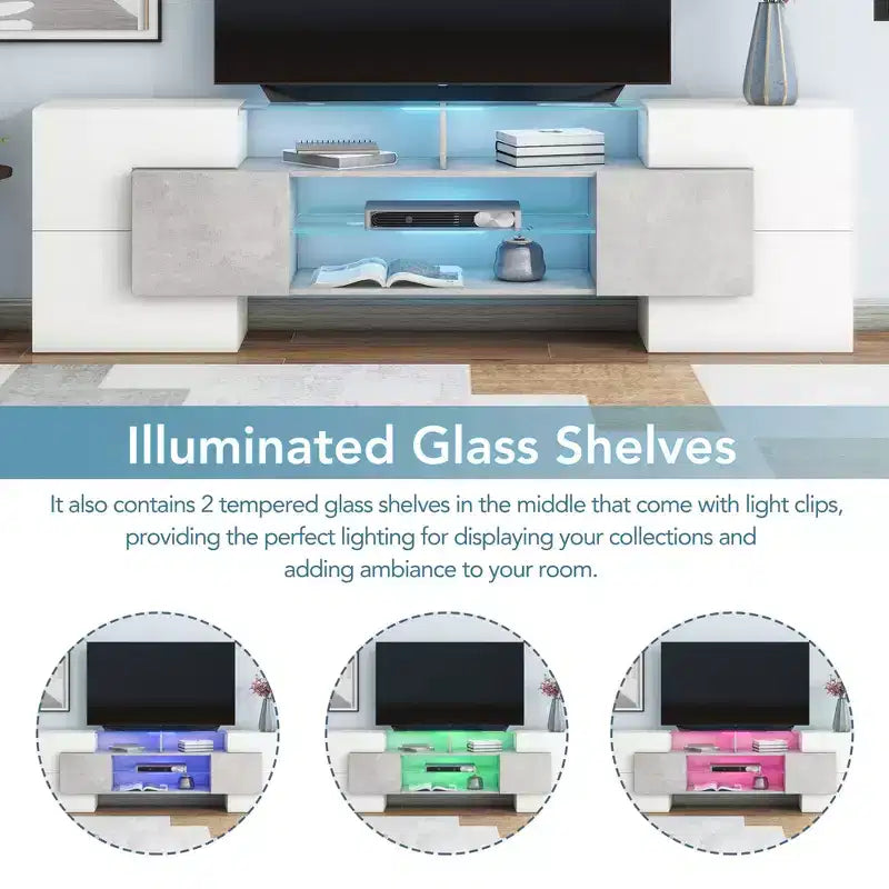 Mobile TV nero lucido per TV fino a 80", luci LED che cambiano colore, montaggio da 1 persona