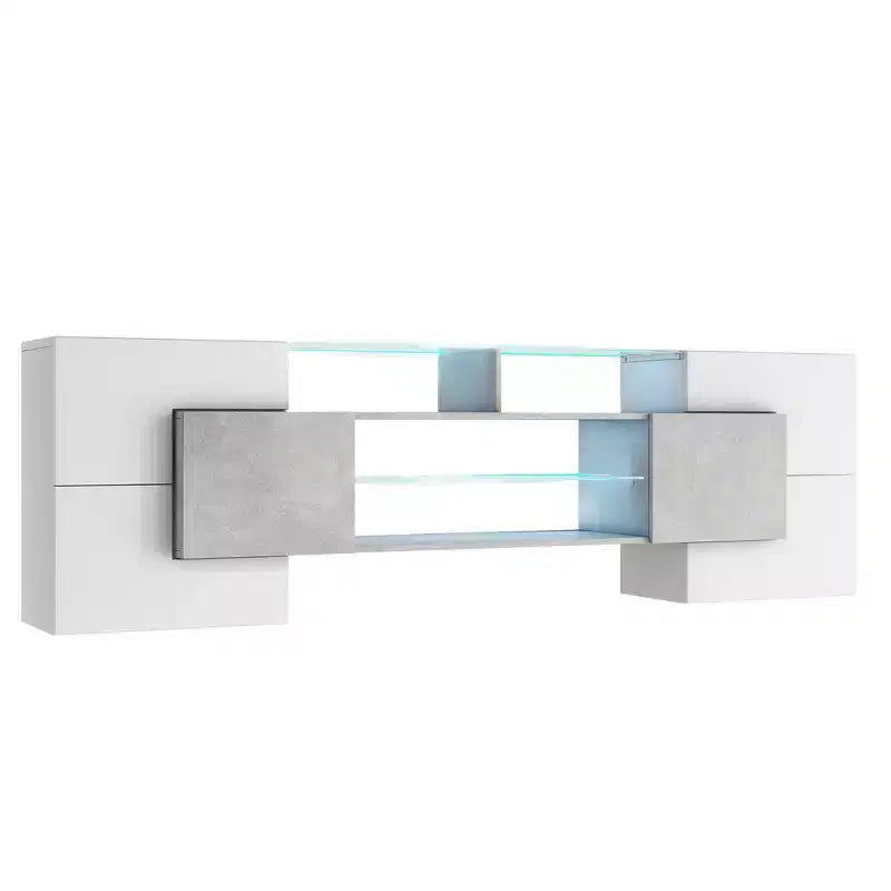 Mobile TV nero lucido per TV fino a 80", luci LED che cambiano colore, montaggio da 1 persona