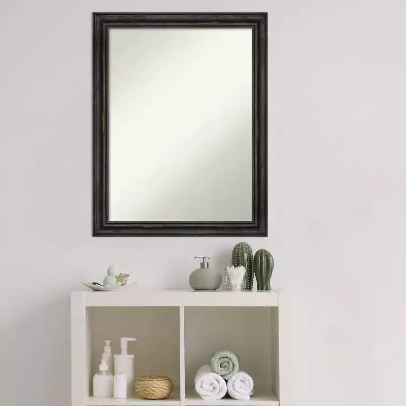 Specchio da bagno a parete, singolo, in pino rustico marrone