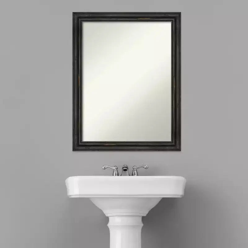 Specchio da bagno a parete, singolo, in pino rustico marrone