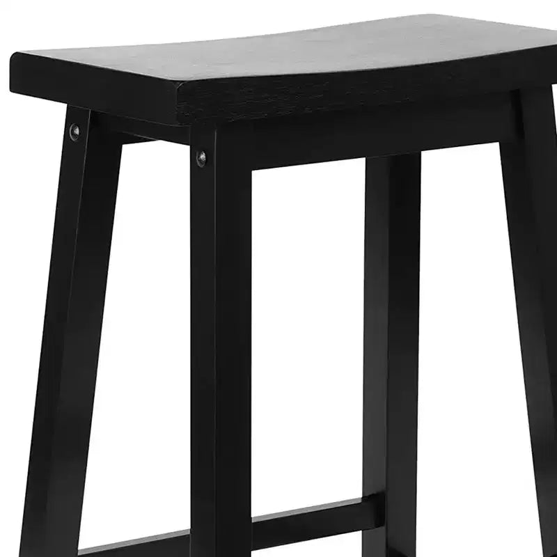 Sgabello da bancone senza schienale nero con sedile a sella, confezione da 4 pezzi