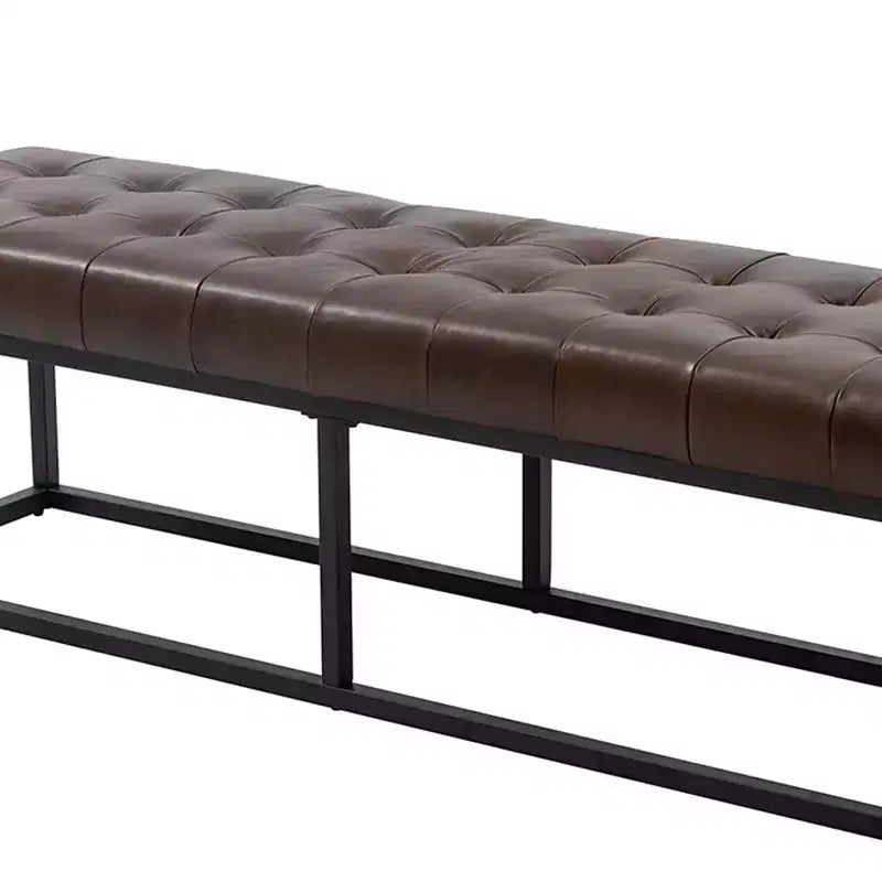 Panca in pelle capitonné cammello/cioccolato/blu marino, larga 152 cm, 2 posti