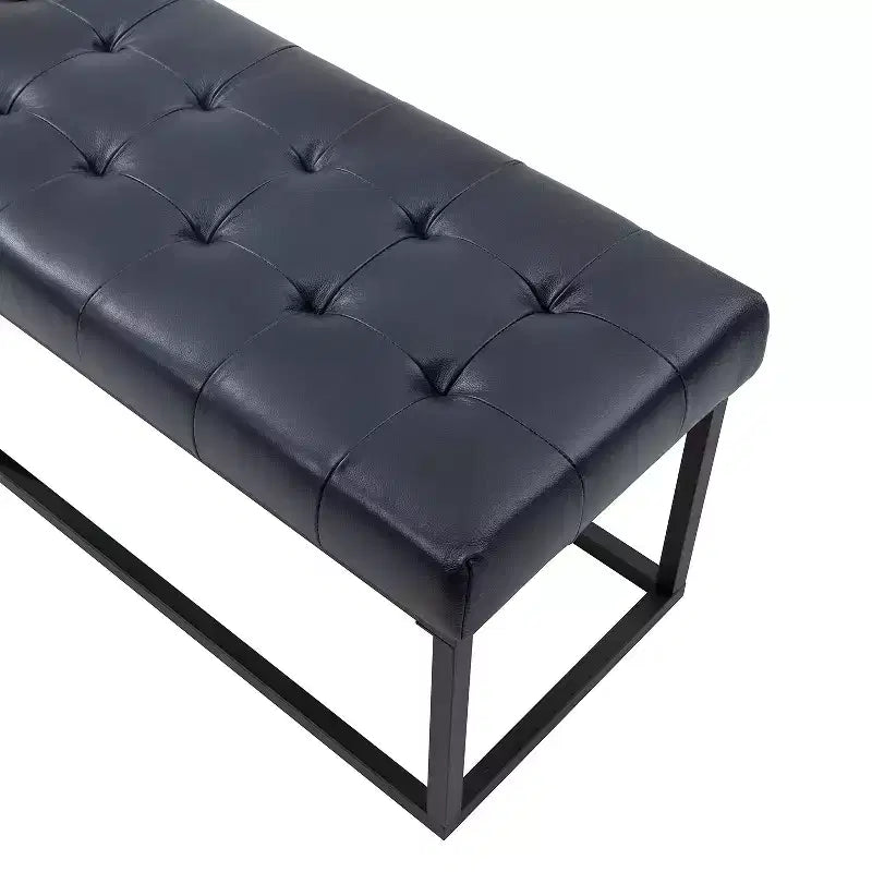 Panca in pelle capitonné cammello/cioccolato/blu marino, larga 152 cm, 2 posti
