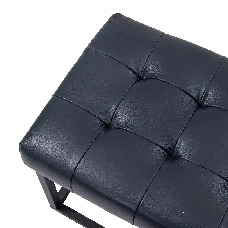 Panca in pelle capitonné cammello/cioccolato/blu marino, larga 152 cm, 2 posti
