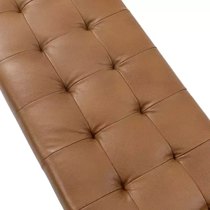 Panca in pelle capitonné cammello/cioccolato/blu marino, larga 152 cm, 2 posti