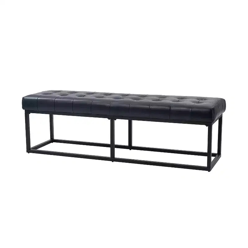 Panca in pelle capitonné cammello/cioccolato/blu marino, larga 152 cm, 2 posti