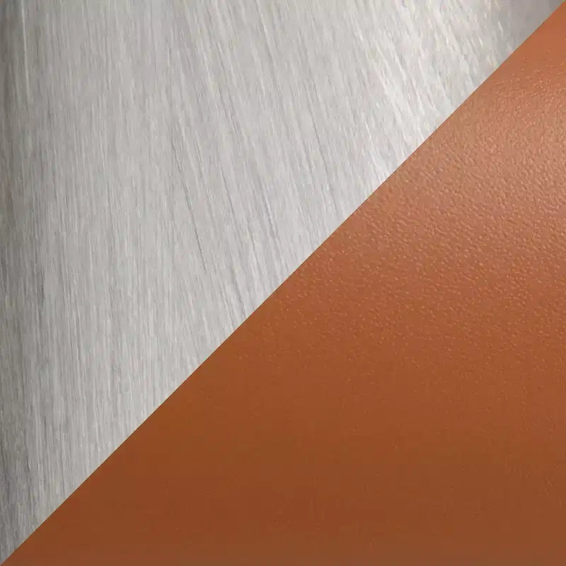 Sgabelli impilabili altezza bancone, finta pelle e acciaio, set da 2 – Cammello / Oro / Bianco