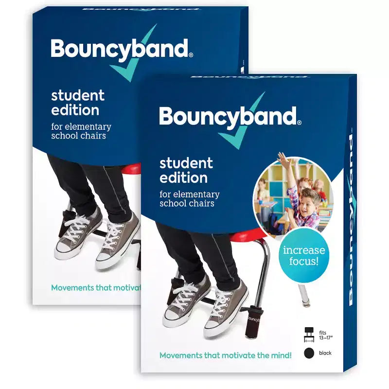 Bouncyband Chair Band for Elementary School Chairs, Black, 2 Sets