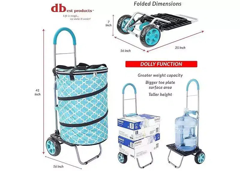 Carrello frigo turchese marocchino con borsa termica rimovibile, 1 persona