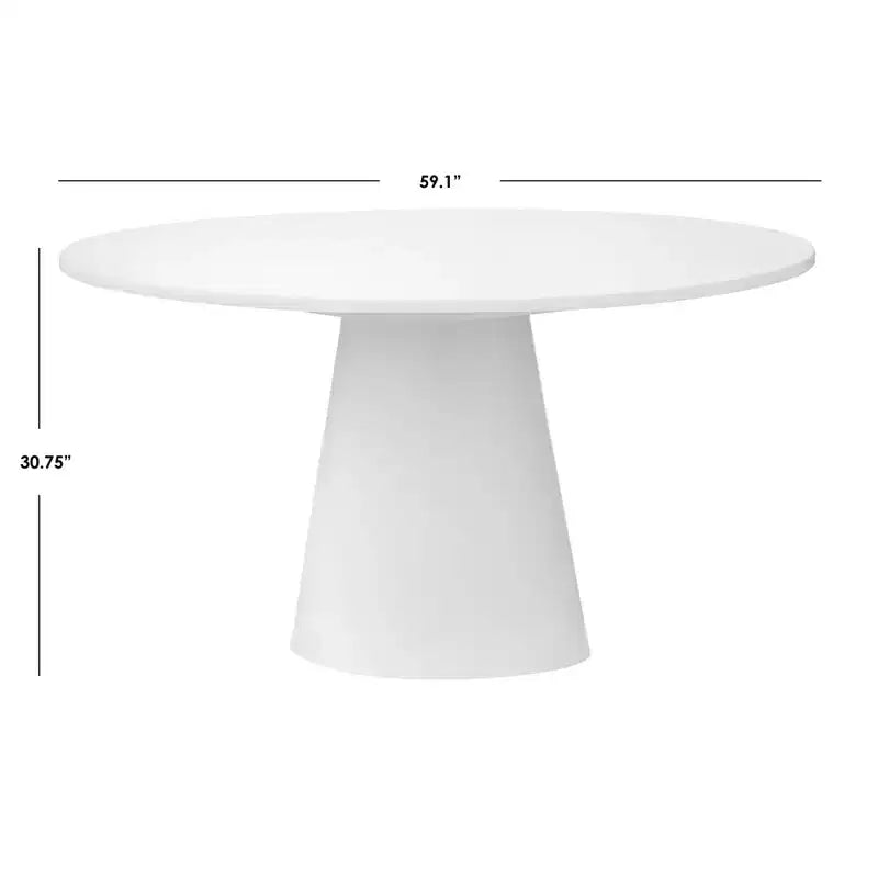 Tavolo da pranzo rotondo con piedistallo da 150 cm – Nero / Bianco / Legno di recupero / Noce, 6 posti a sedere